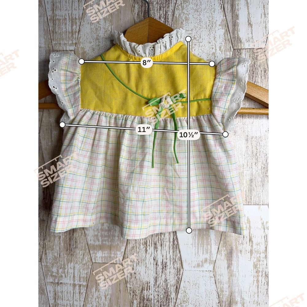 Vintage Toddle Time‎ JC Penney Baby Girl Top Yellow Plaid Eyelet Trim Size 1 - Picture 6 of 6
